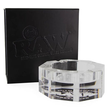 Raw Big Crystal Glass Ashtray - For Cigars/Cannons